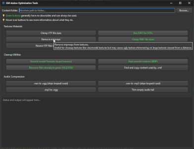 A screenshot of the main menu of gm_addon_optimization_tricks.