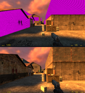 A before and after showing how the tool resolved issues finding packed map assets.
