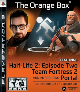 The Blu-Ray case cover of The Orange Box for PlayStation 3.