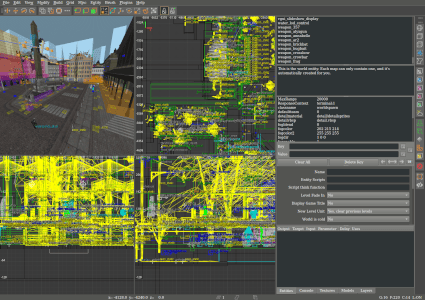A screenshot of the 3D viewport of the WifeRadiant tool. It is a decompile of the Half-Life 2 map d1_trainstation_02 showing the exterior of the train station.